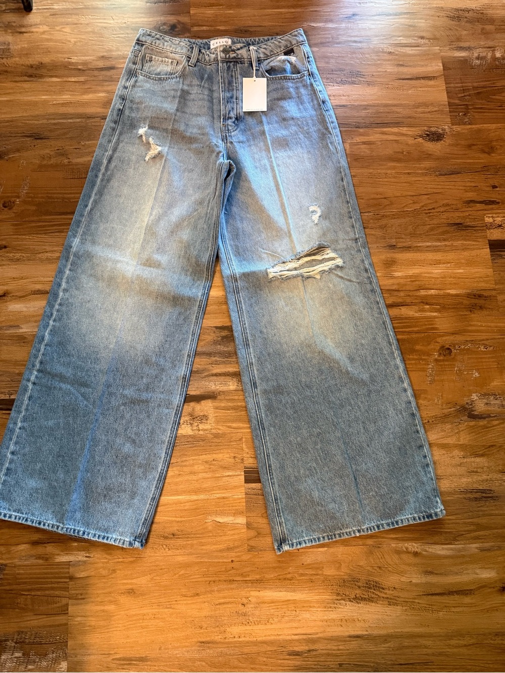 Cello women jeans Light Blue Distressed Wide-Leg Jeans